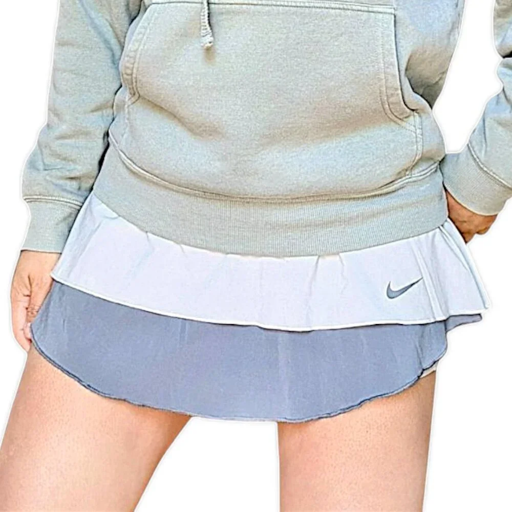 Nike women's dri fit grey two tone layered flouncy woven high rise skort size S
